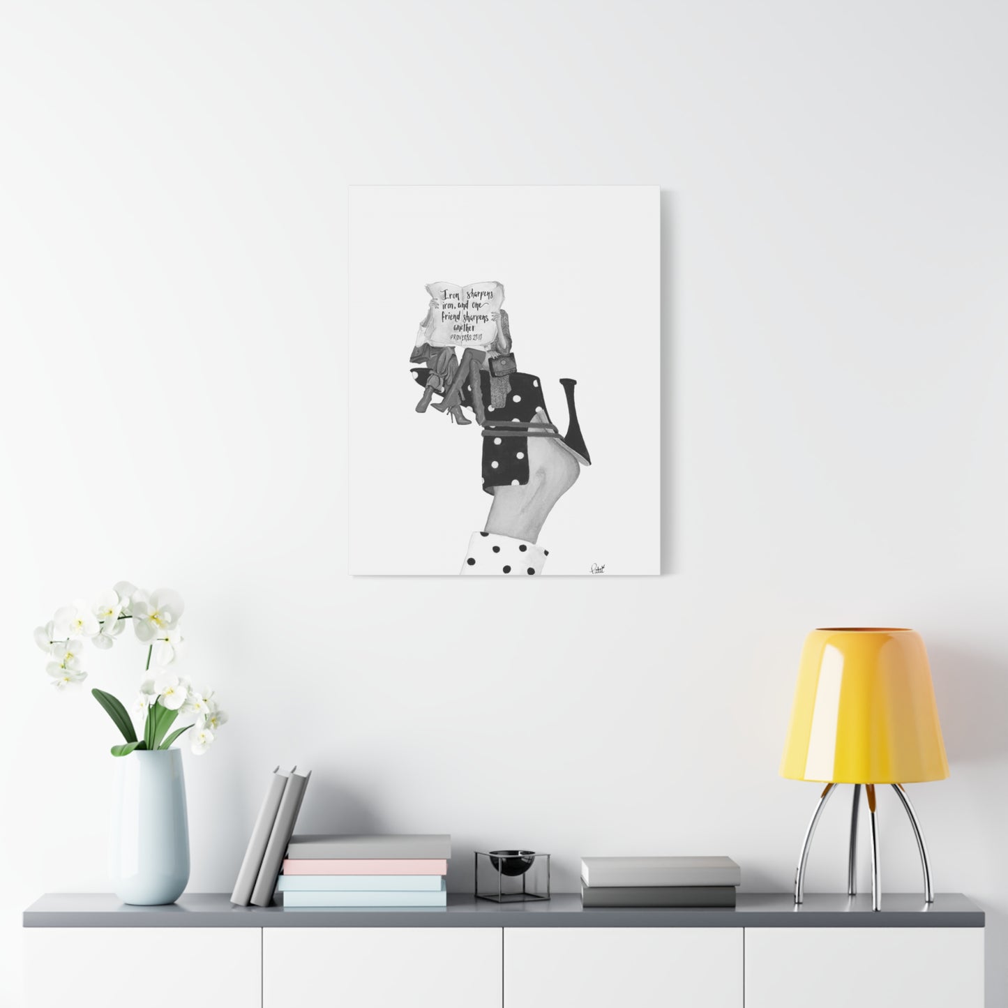 Iron Sharpens Iron on Polka Dot Shoes Matte Canvas, Stretched, 1.25"