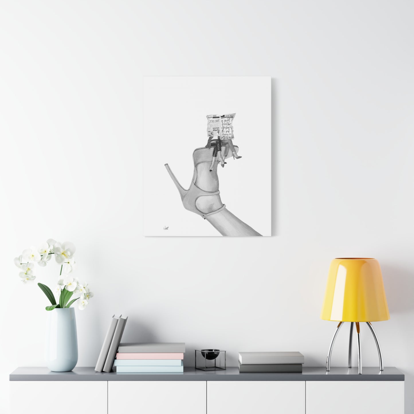 A Sweet Friendship on Yellow Suede Matte Canvas, Stretched, 1.25"