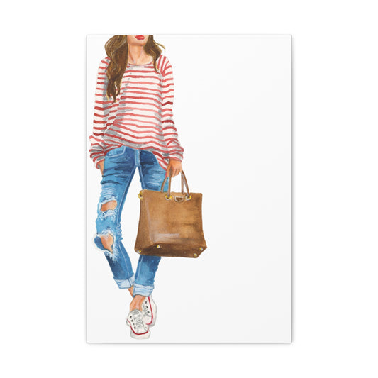 Red Stripes Matte Canvas, Stretched, 1.25"
