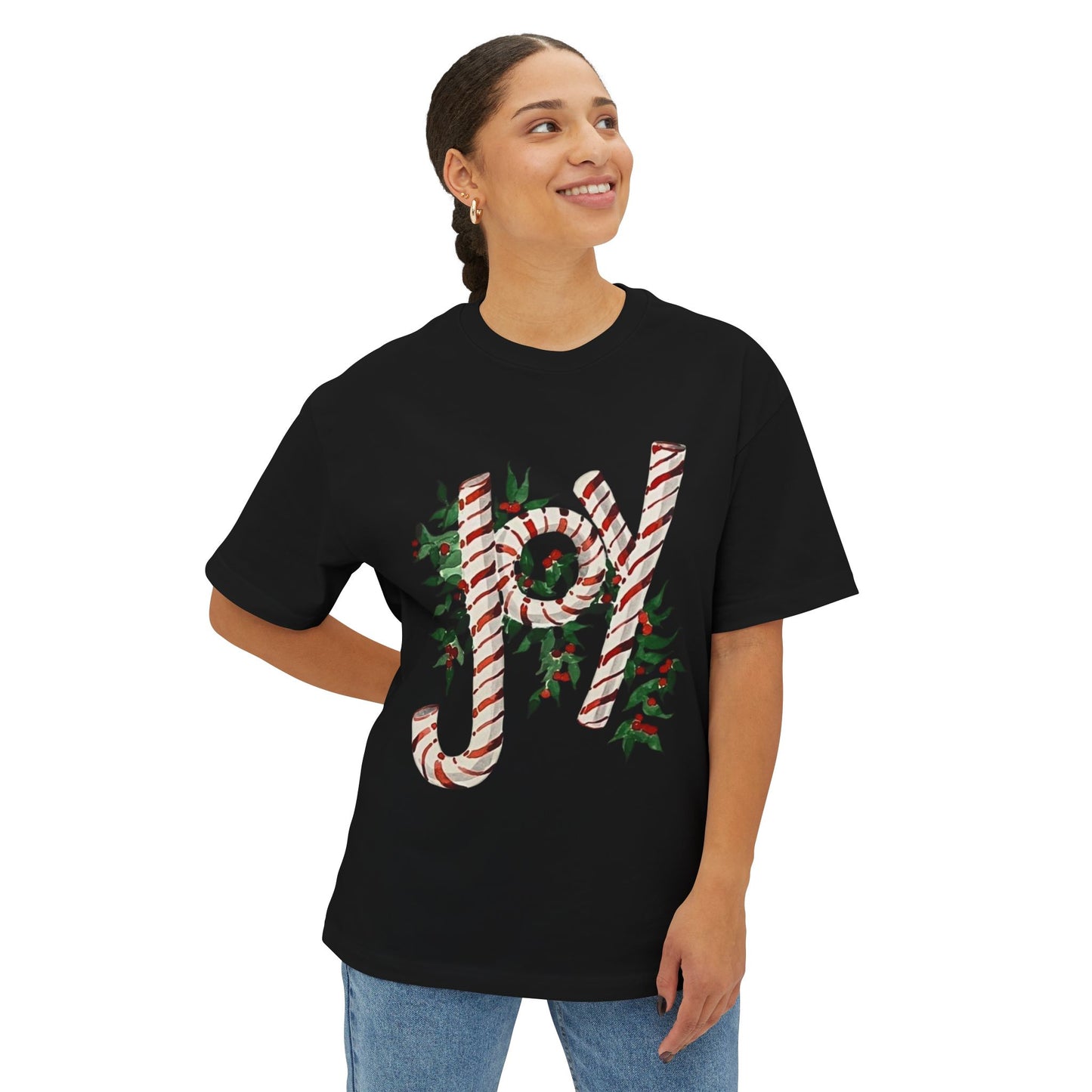 Peppermint Joy Unisex Oversized Boxy Tee