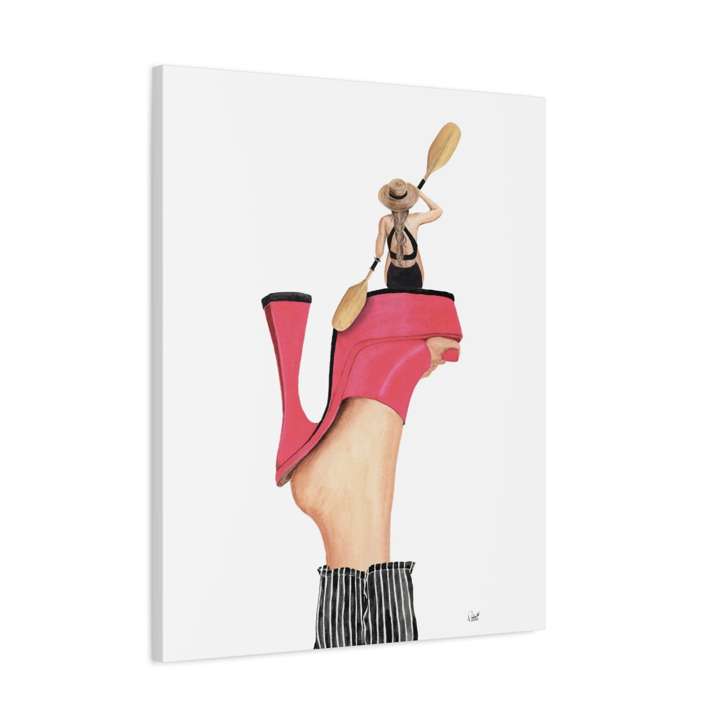 Kayaker on a Pink Platform Matte Canvas, Stretched, 1.25"