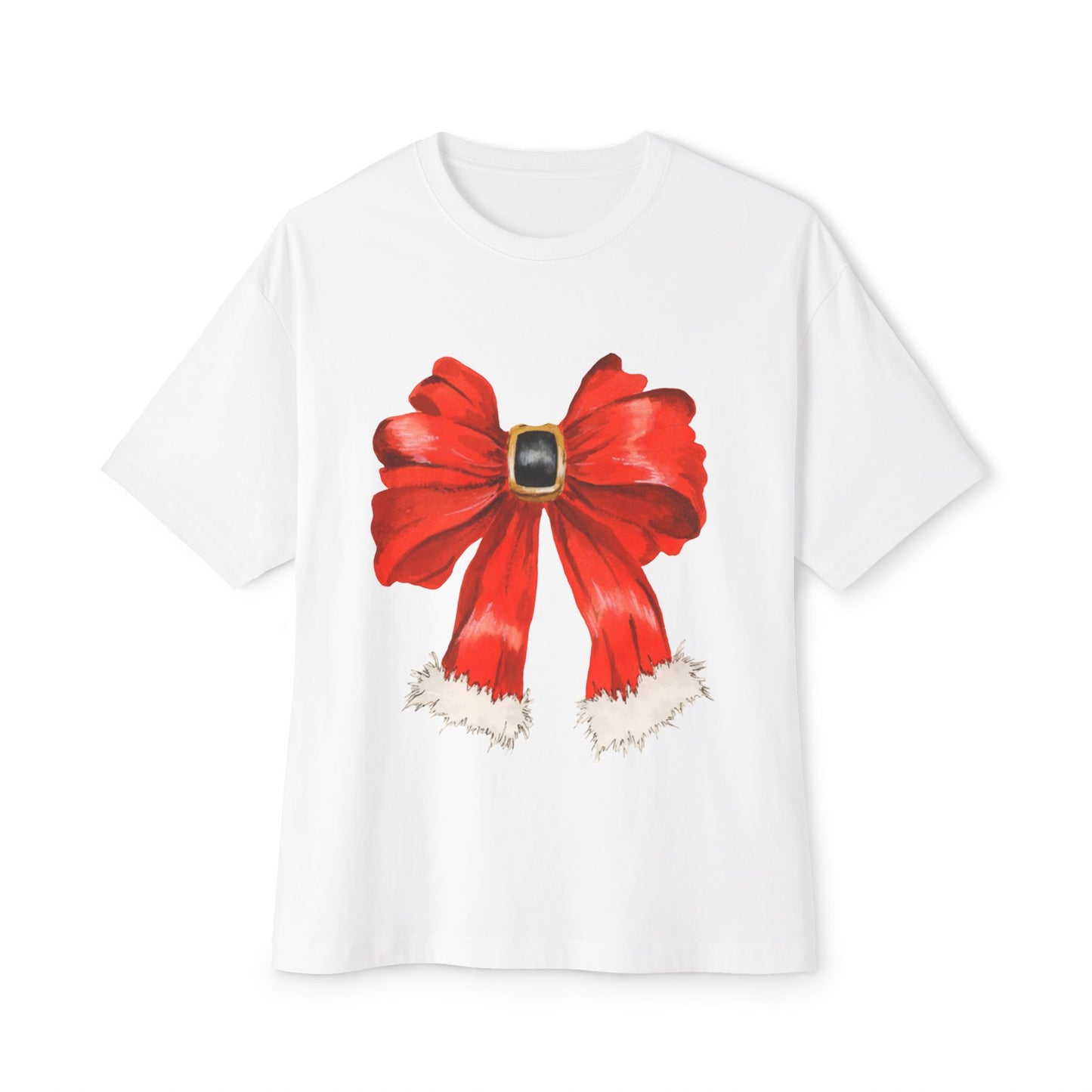 Christmas Bow Unisex Oversized Boxy Tee