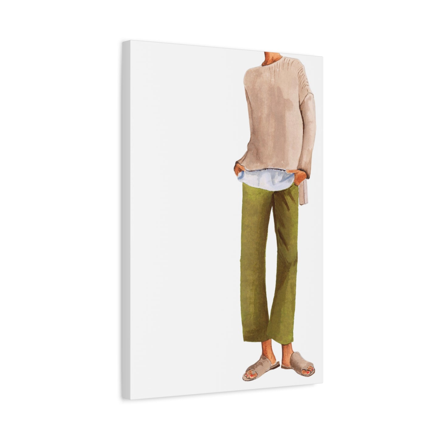 Olive Trousers Matte Canvas, Stretched, 1.25"