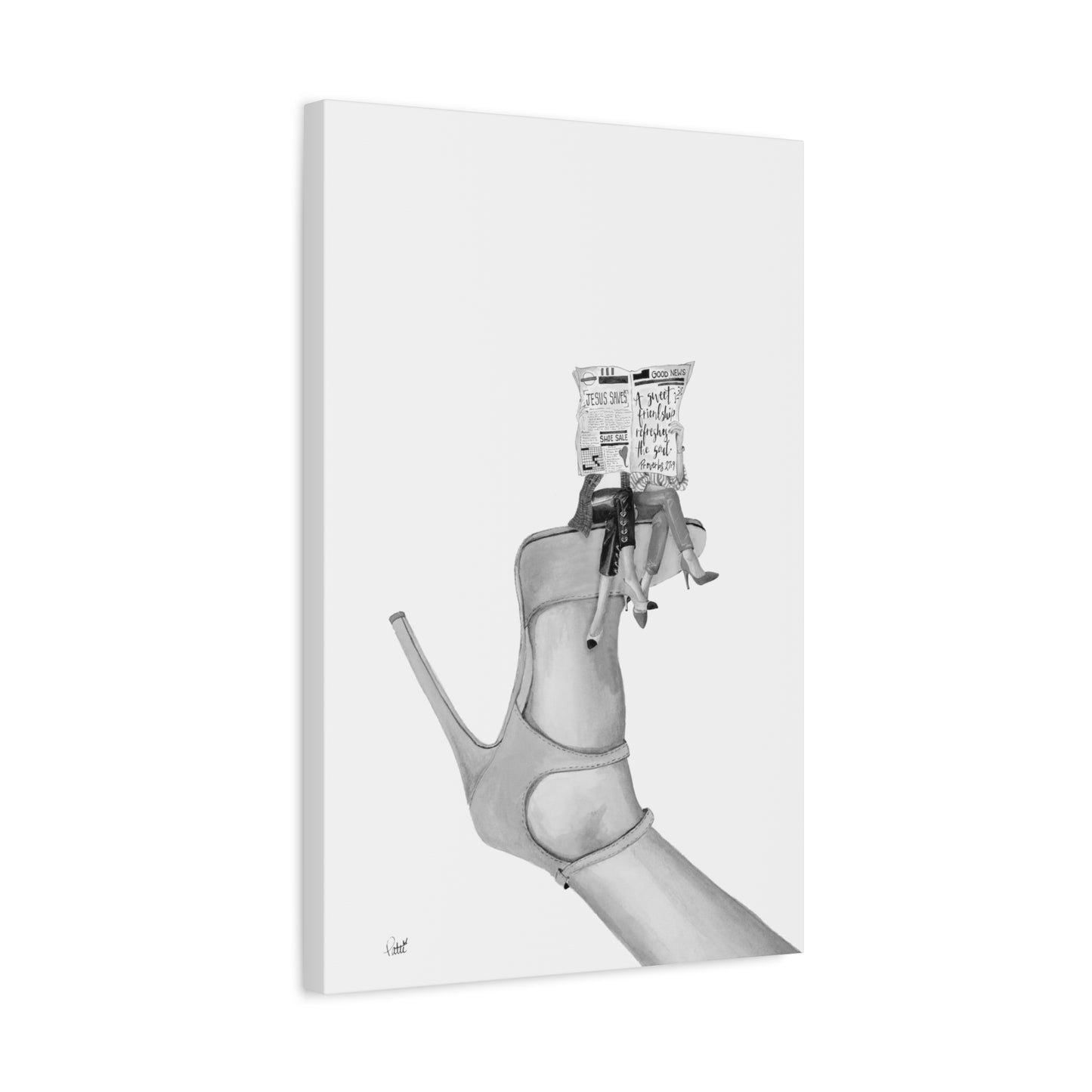 A Sweet Friendship on Yellow Suede Matte Canvas, Stretched, 1.25"