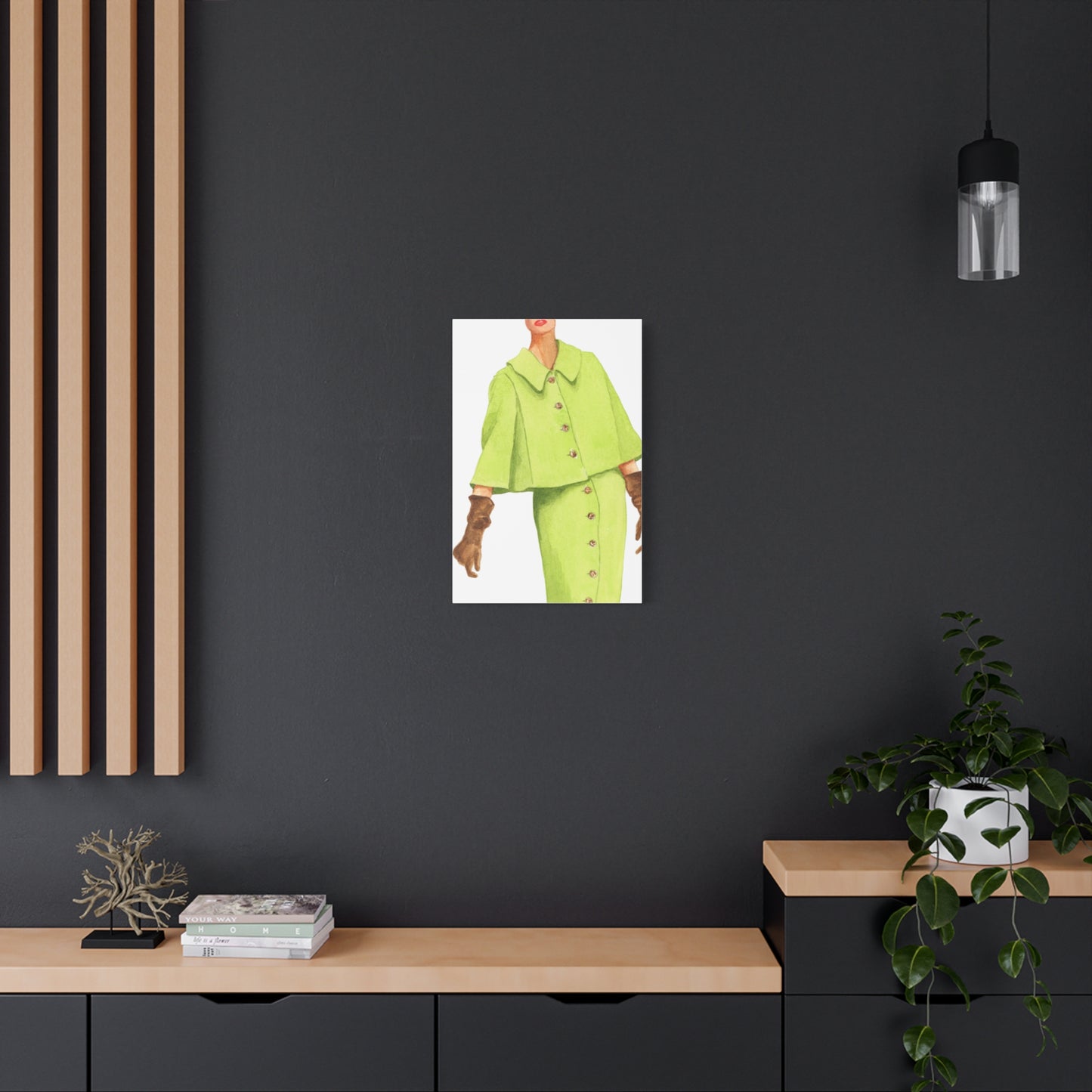 Lime Green Coat Matte Canvas, Stretched, 1.25"