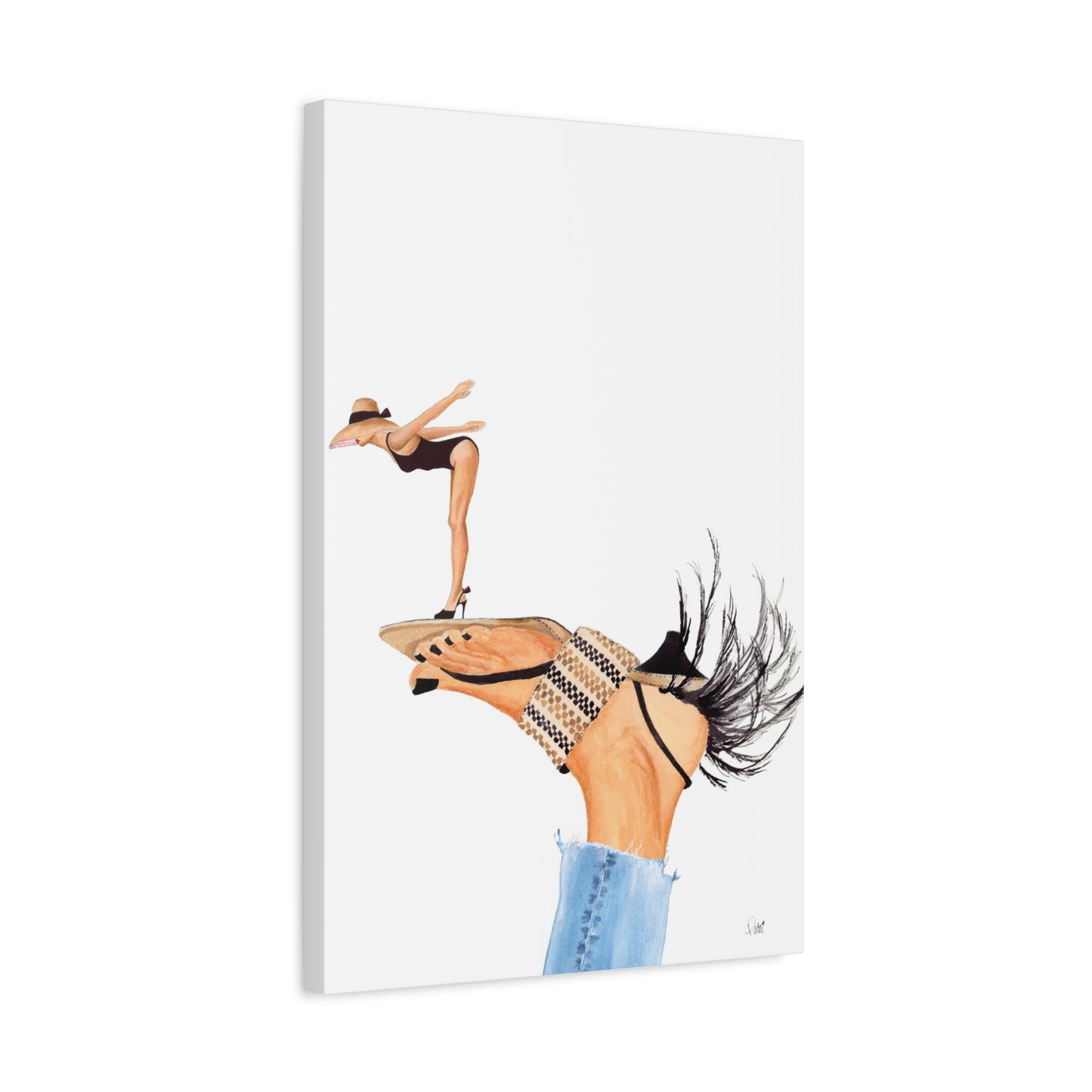 Feathered Heel Diving Matte Canvas, Stretched, 1.25"