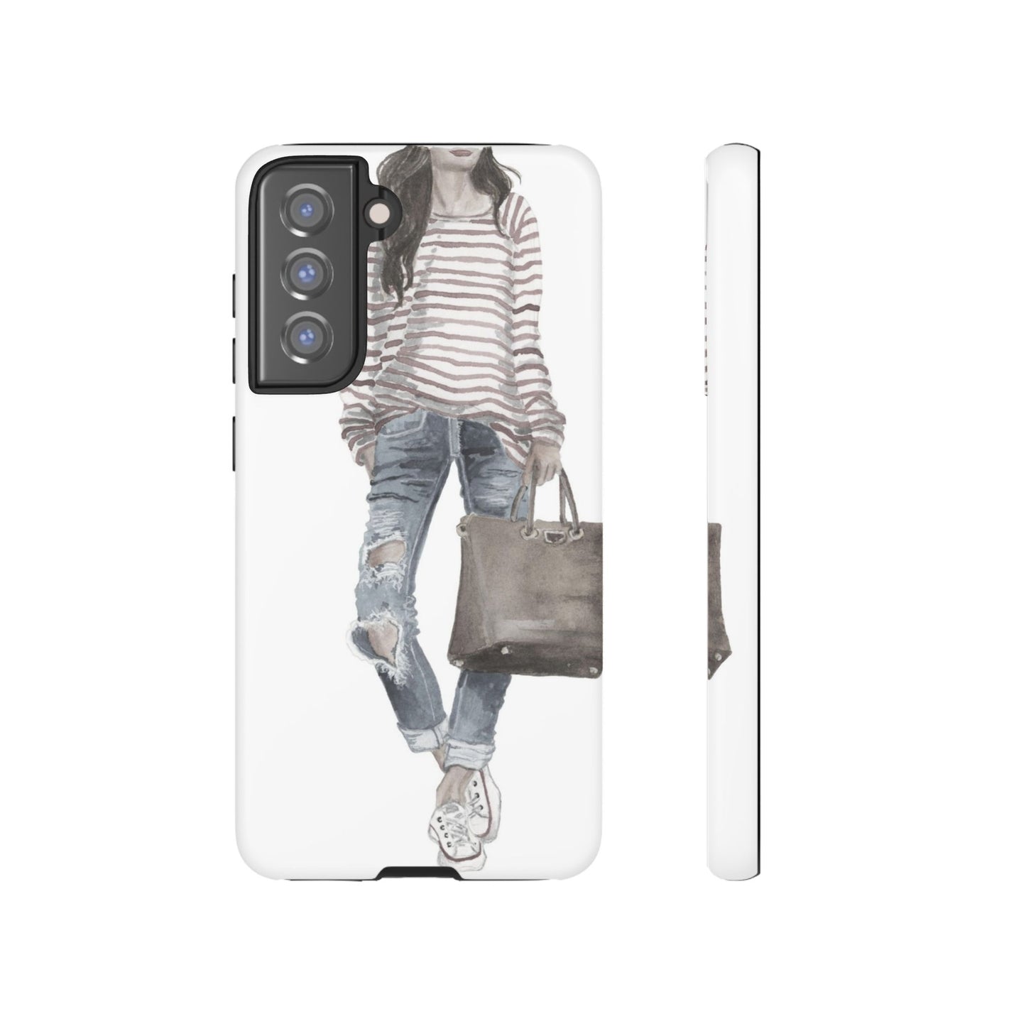 Red Stripes and Jeans (Vintage) Phone Case