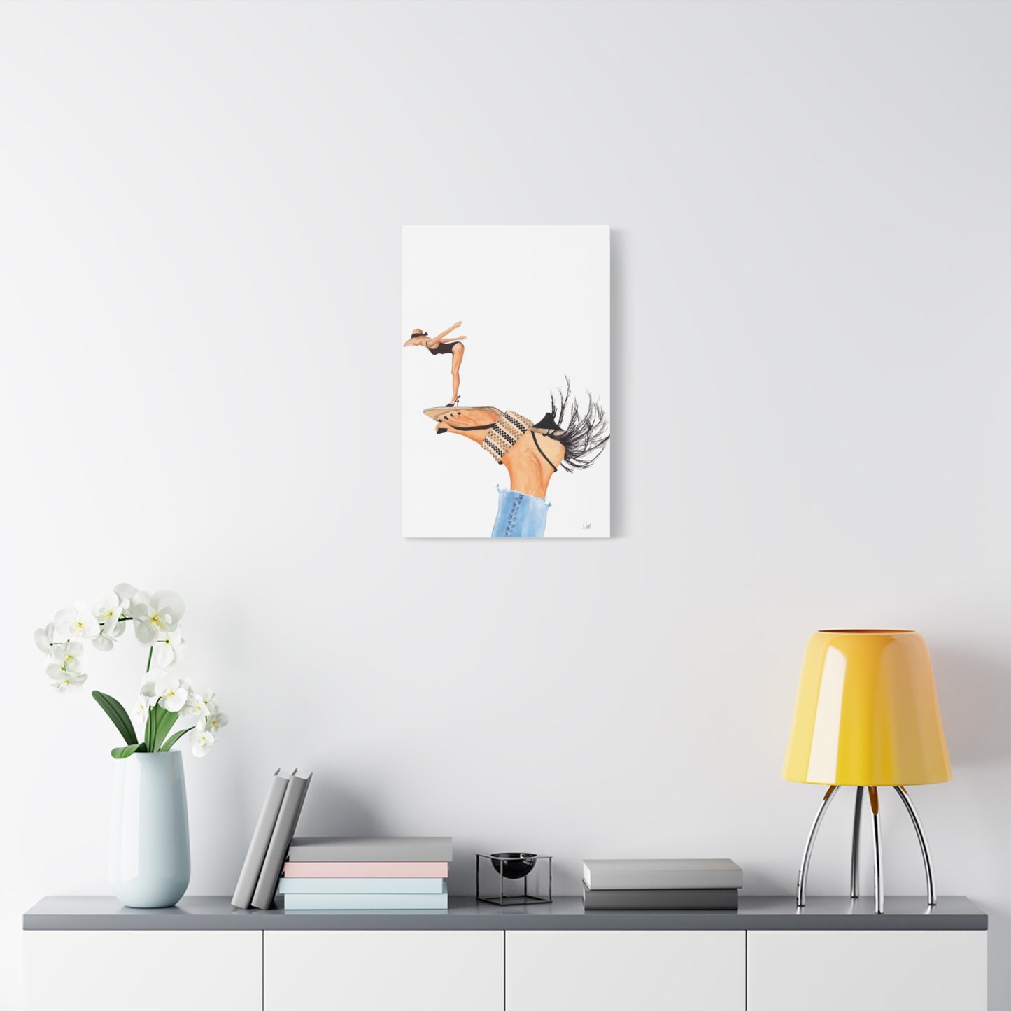 Feathered Heel Diving Matte Canvas, Stretched, 1.25"