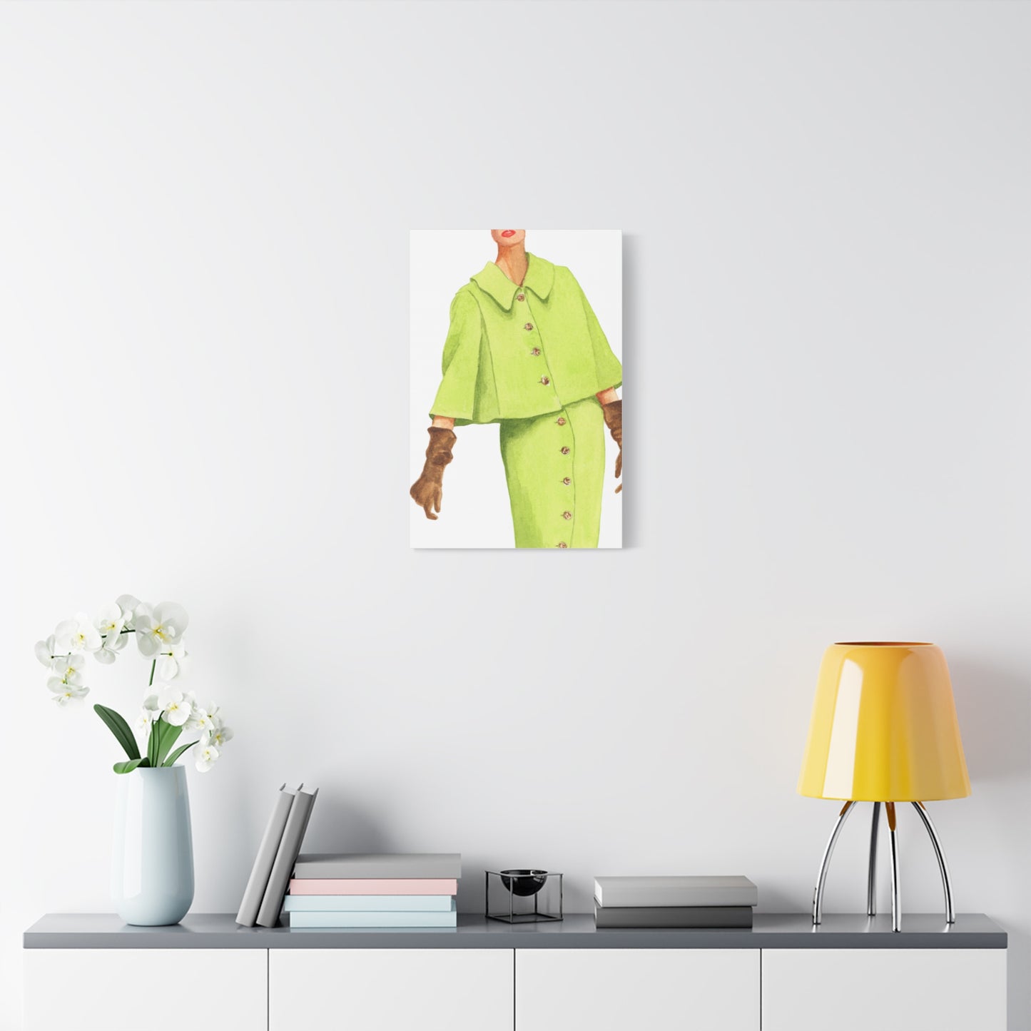Lime Green Coat Matte Canvas, Stretched, 1.25"