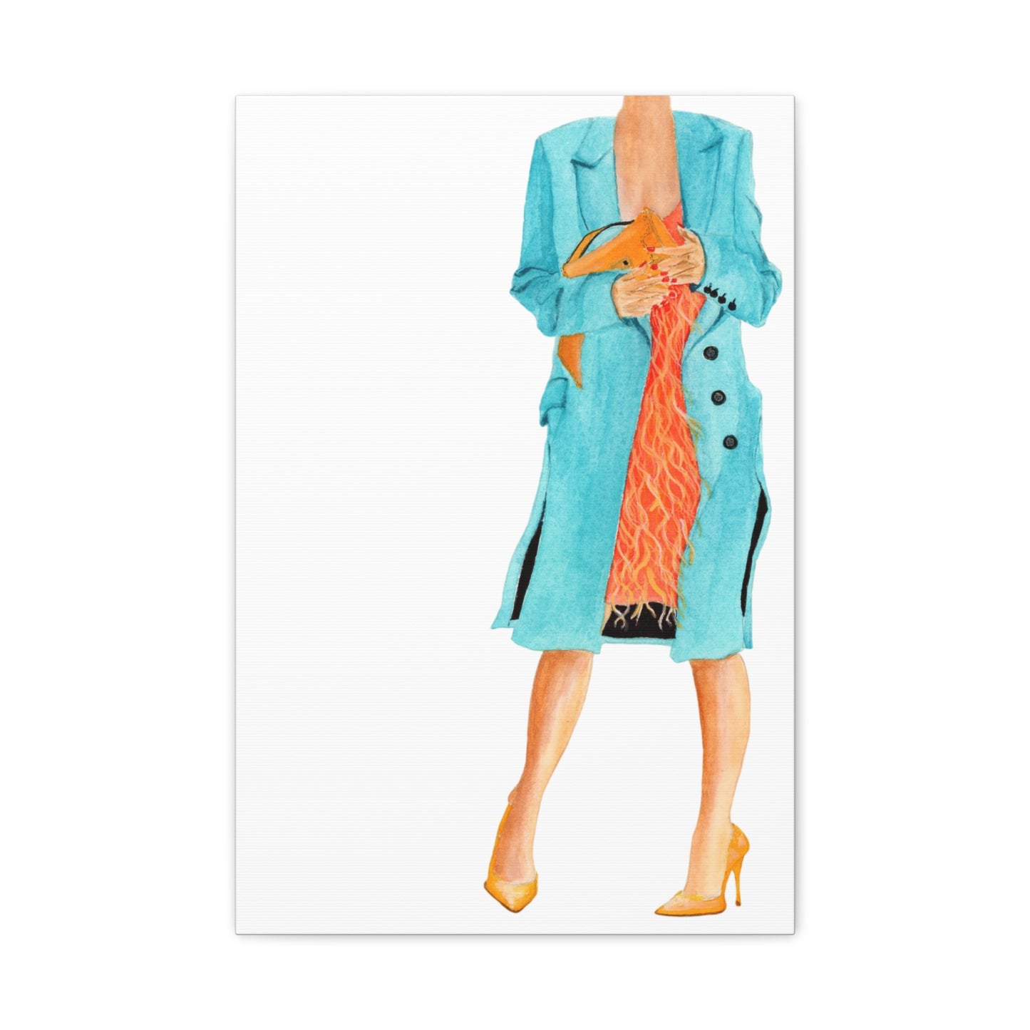 Turquoise Coat Matte Canvas, Stretched, 1.25"
