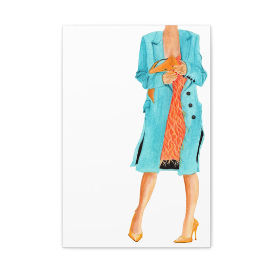 Turquoise Coat Matte Canvas, Stretched, 1.25"