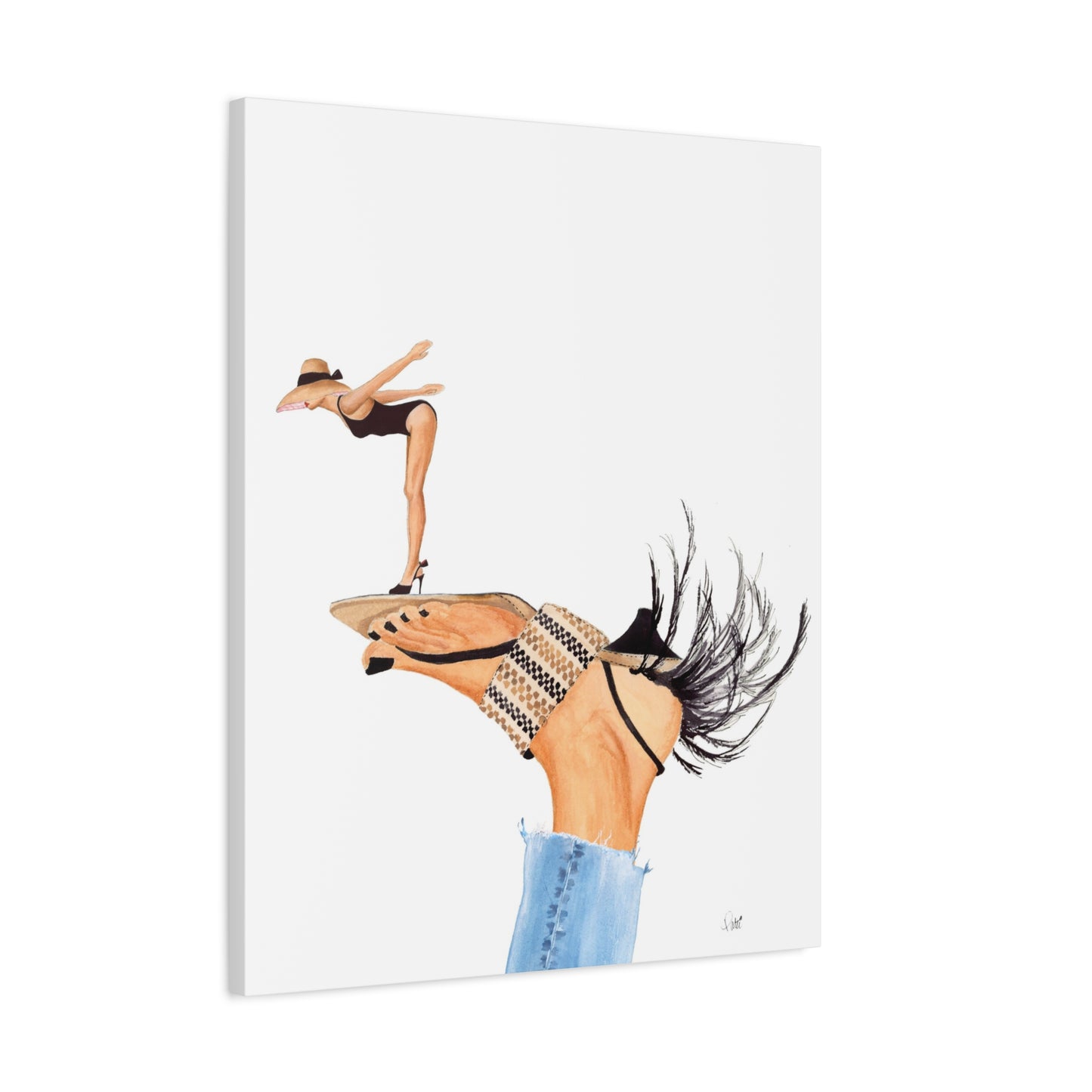 Feathered Heel Diving Matte Canvas, Stretched, 1.25"