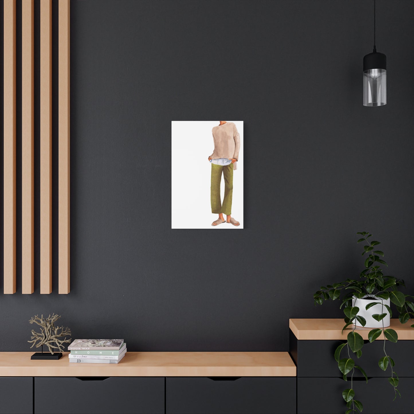 Olive Trousers Matte Canvas, Stretched, 1.25"