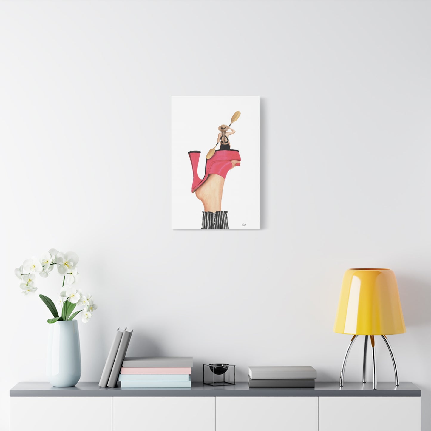 Kayaker on a Pink Platform Matte Canvas, Stretched, 1.25"