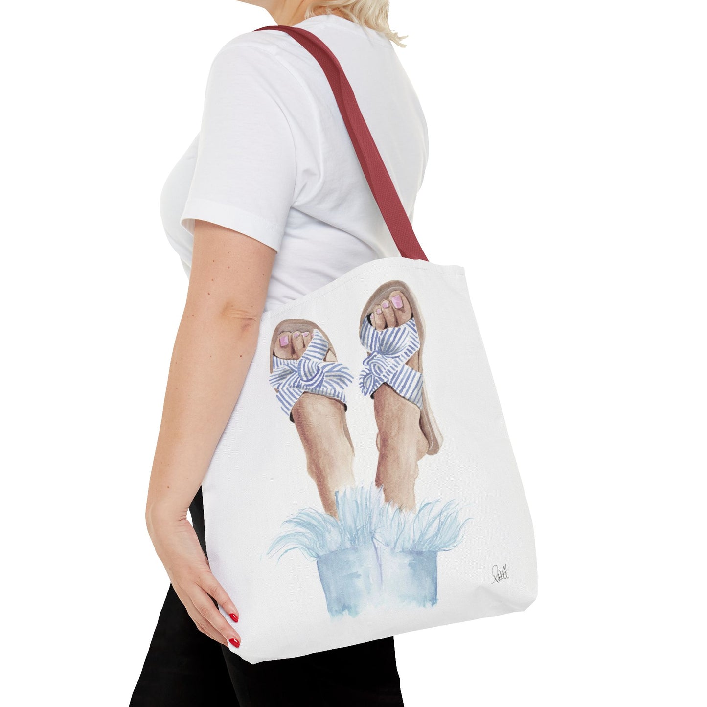 Striped Sandals Tote Bag