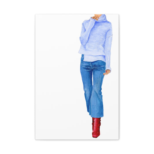Burgundy Boots Matte Canvas, Stretched, 1.25"
