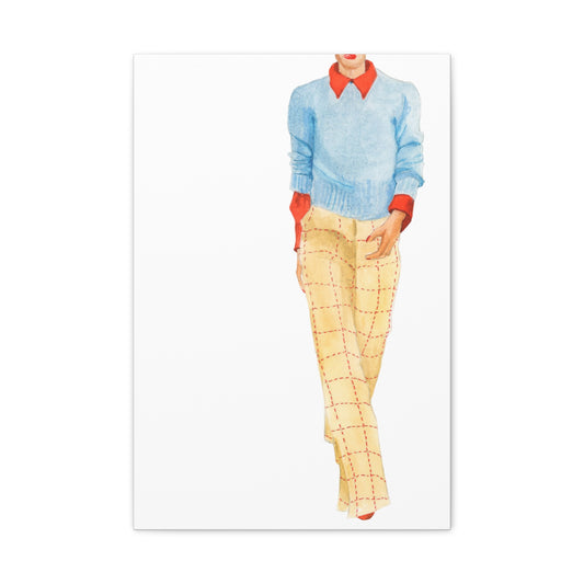 Powder Blue Sweater Matte Canvas, Stretched, 1.25"