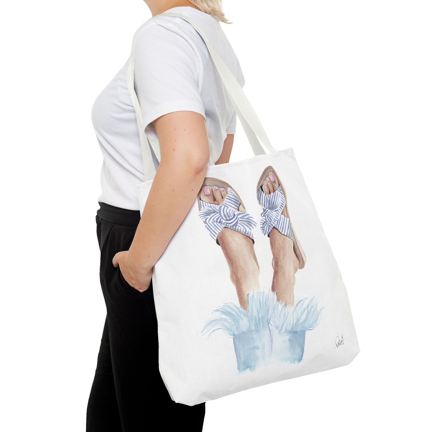 Striped Sandals Tote Bag