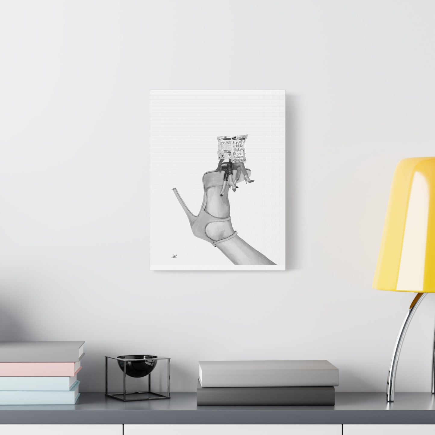 A Sweet Friendship on Yellow Suede Matte Canvas, Stretched, 1.25"