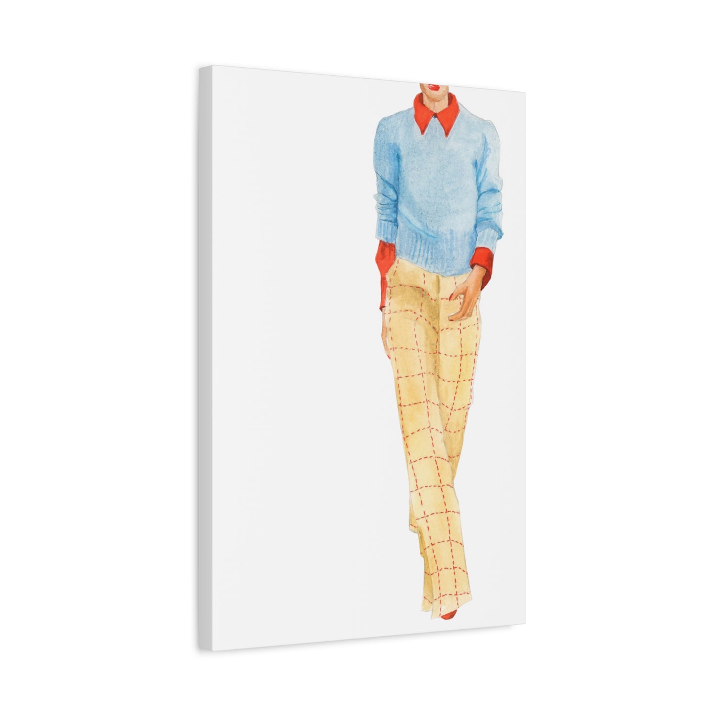 Powder Blue Sweater Matte Canvas, Stretched, 1.25"