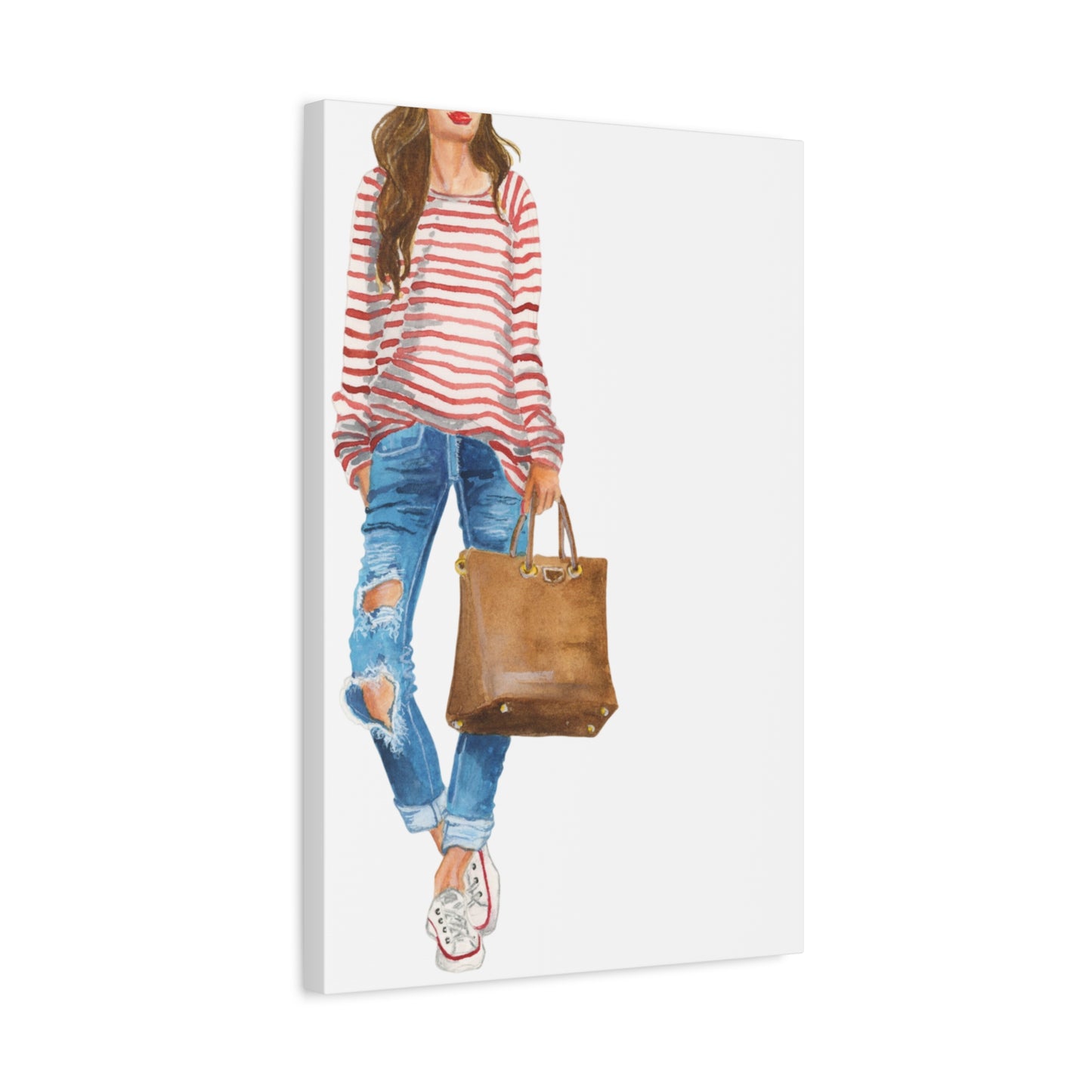 Red Stripes Matte Canvas, Stretched, 1.25"