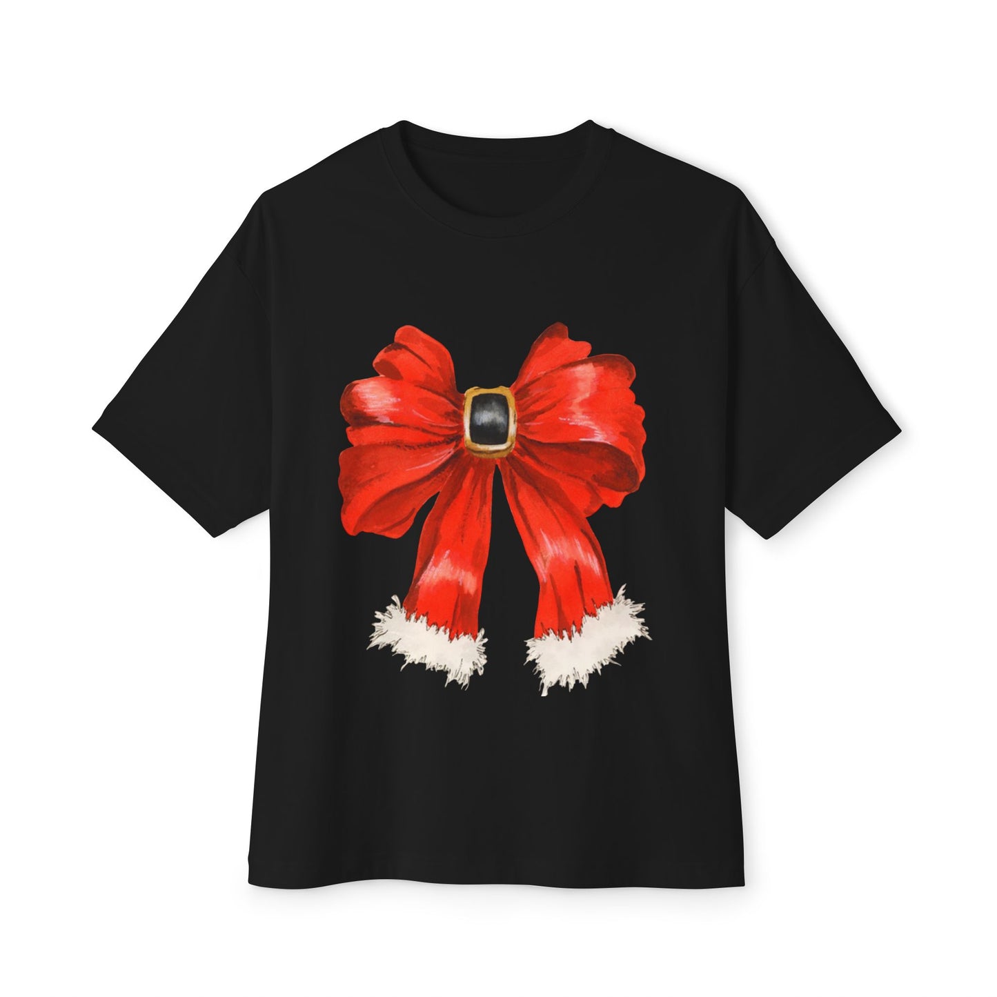 Christmas Bow Unisex Oversized Boxy Tee