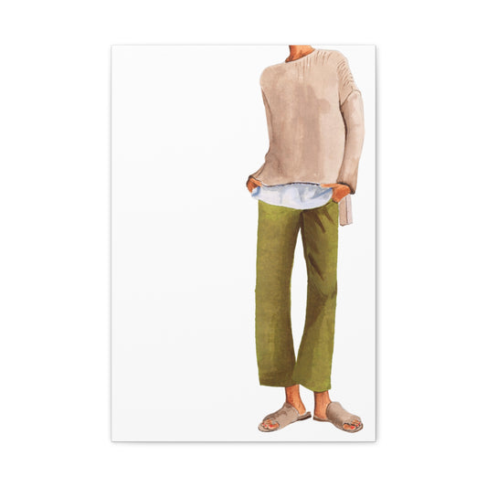 Olive Trousers Matte Canvas, Stretched, 1.25"