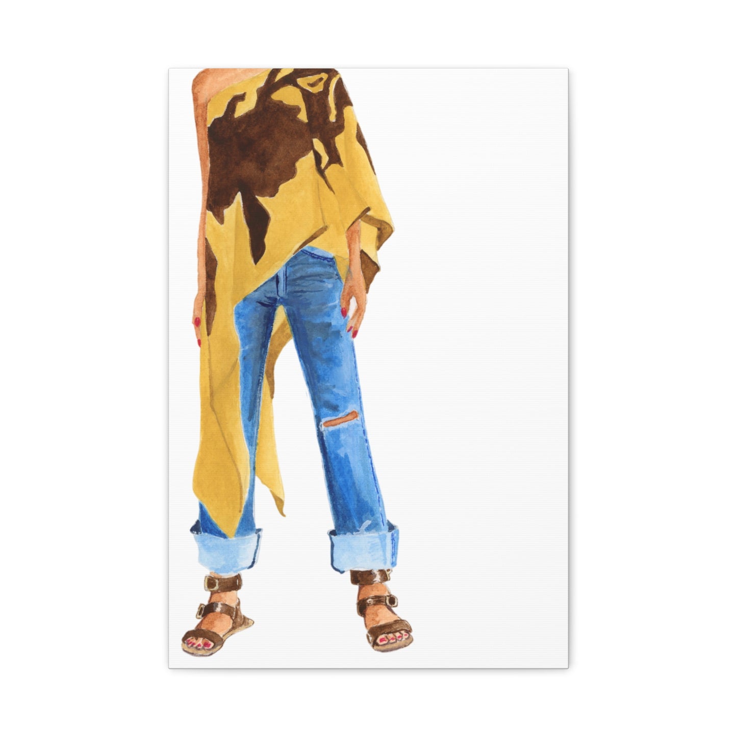 Cuffed Jeans Matte Canvas, Stretched, 1.25"