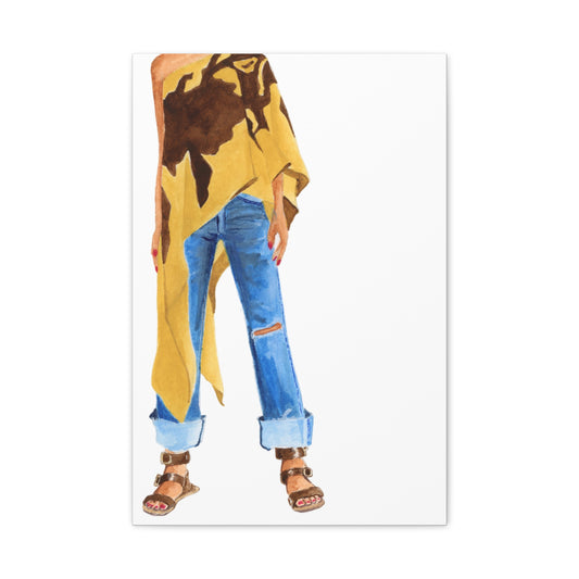 Cuffed Jeans Matte Canvas, Stretched, 1.25"