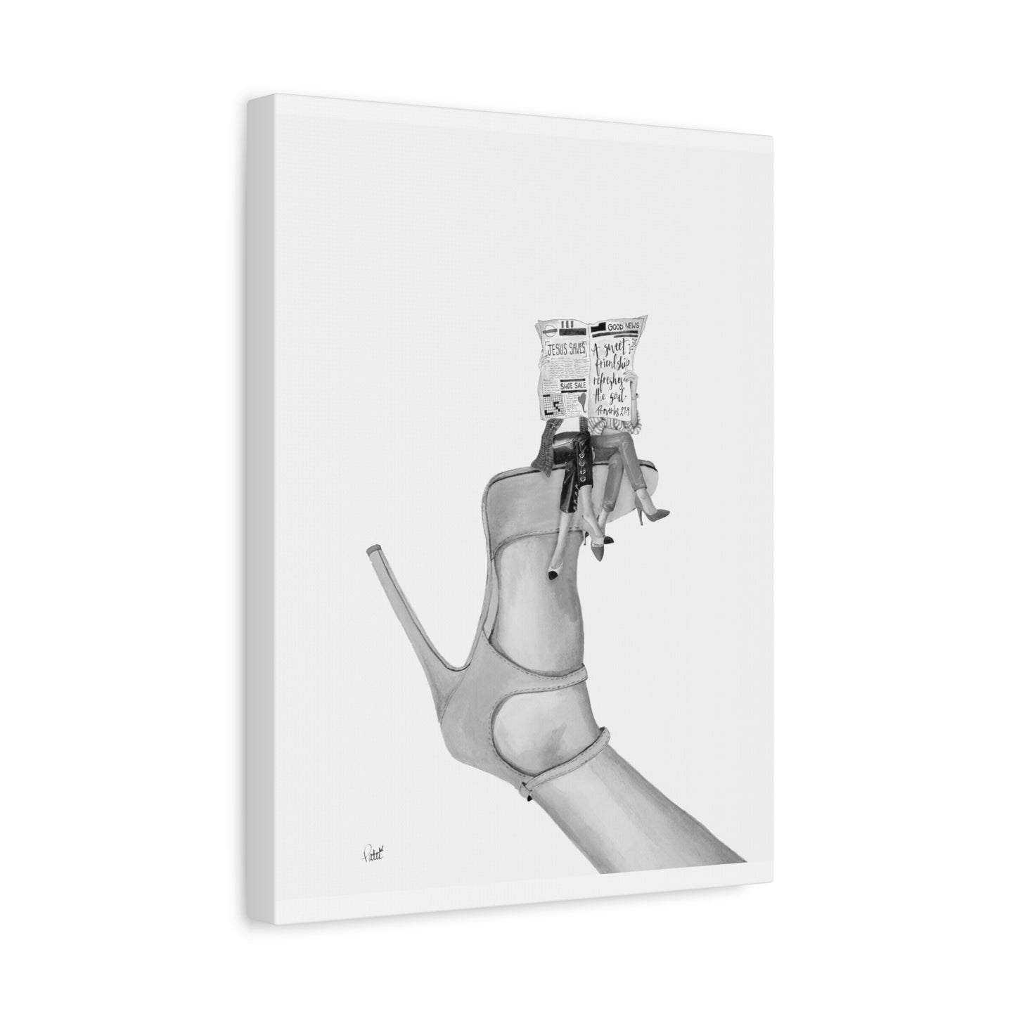 A Sweet Friendship on Yellow Suede Matte Canvas, Stretched, 1.25"