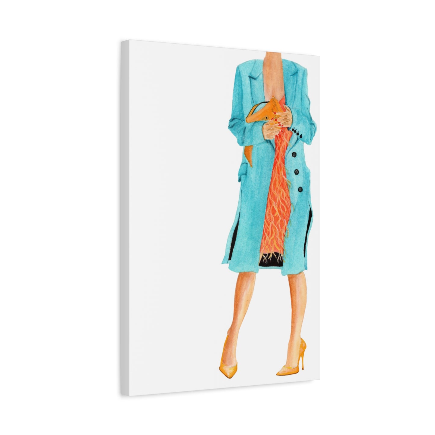 Turquoise Coat Matte Canvas, Stretched, 1.25"