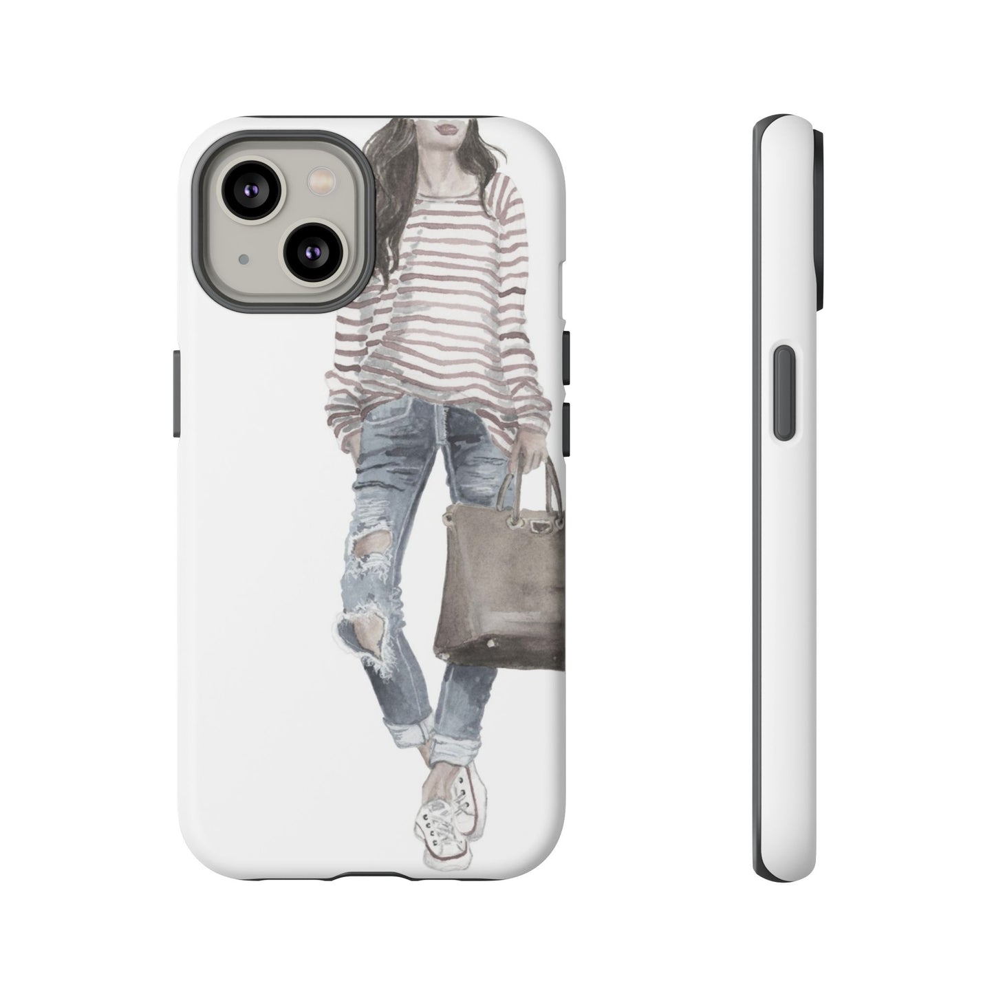 Red Stripes and Jeans (Vintage) Phone Case