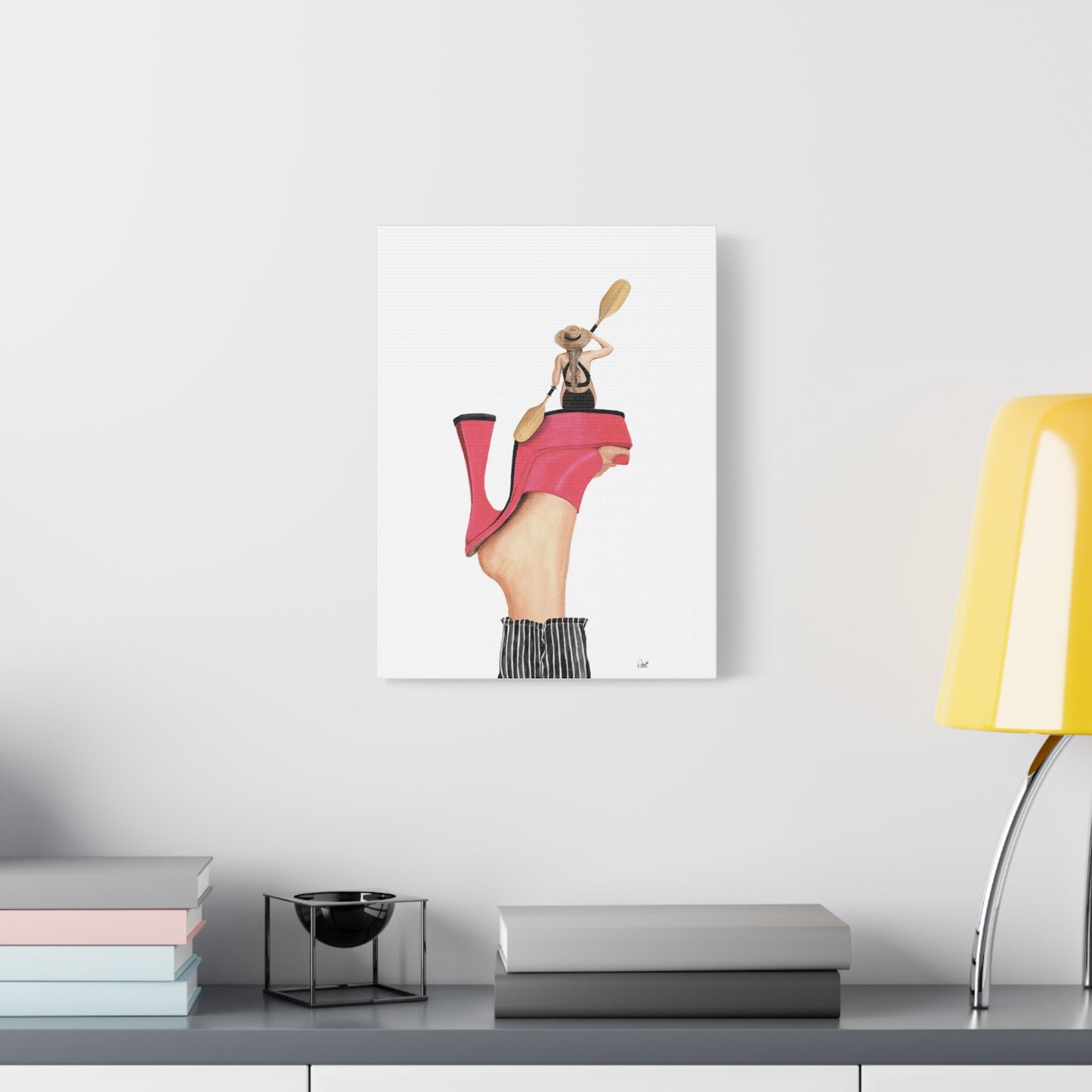 Kayaker on a Pink Platform Matte Canvas, Stretched, 1.25"