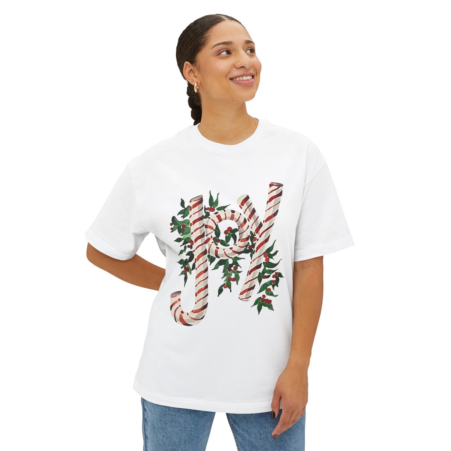 Peppermint Joy Unisex Oversized Boxy Tee