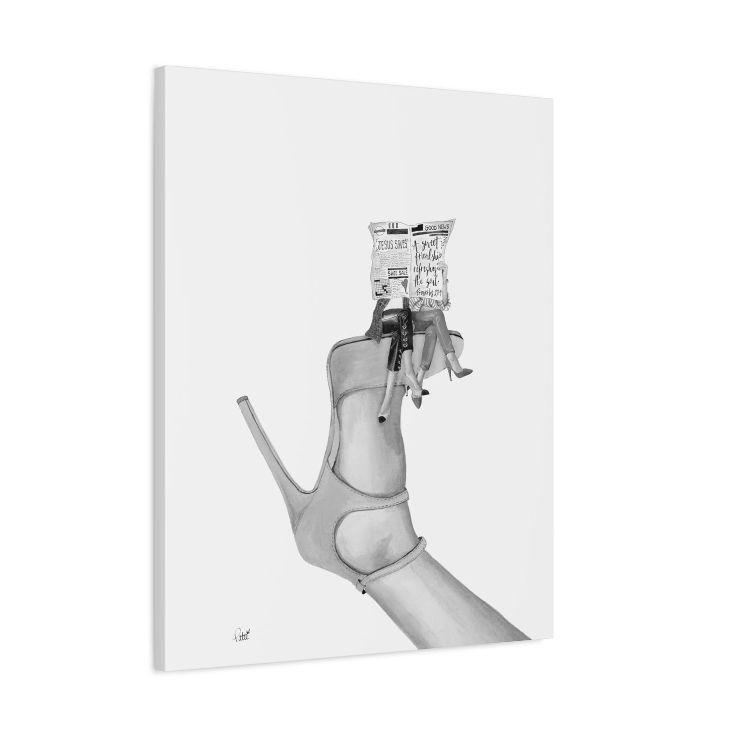 A Sweet Friendship on Yellow Suede Matte Canvas, Stretched, 1.25"