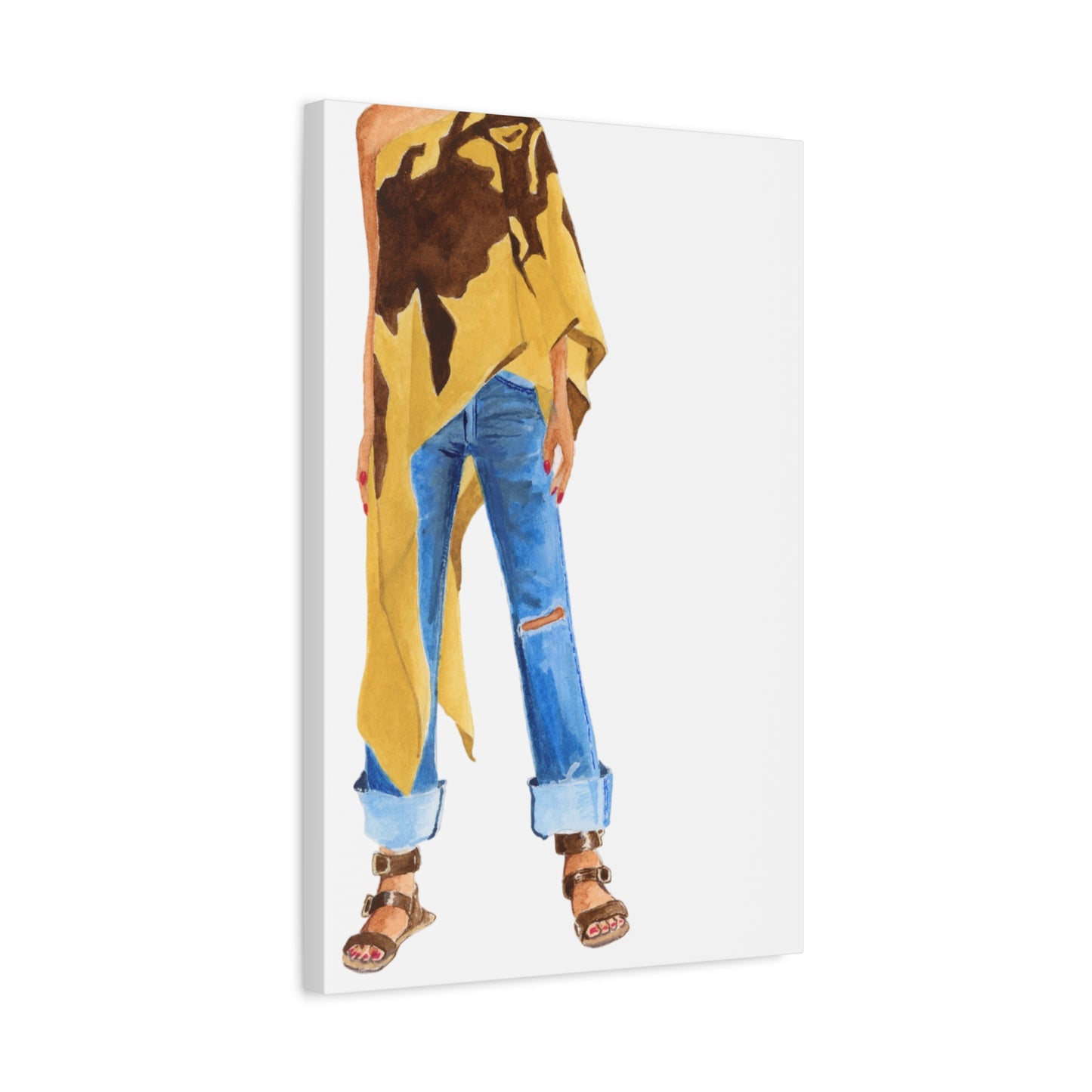 Cuffed Jeans Matte Canvas, Stretched, 1.25"