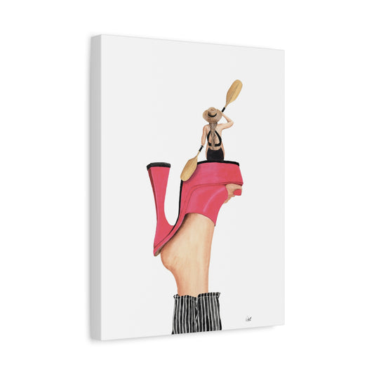 Kayaker on a Pink Platform Matte Canvas, Stretched, 1.25"