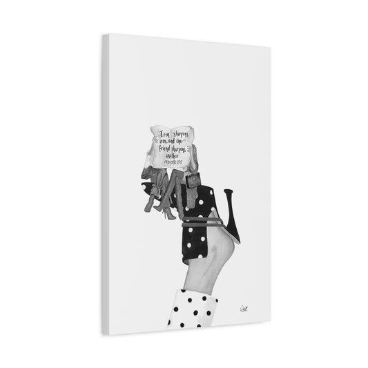 Iron Sharpens Iron on Polka Dot Shoes Matte Canvas, Stretched, 1.25"
