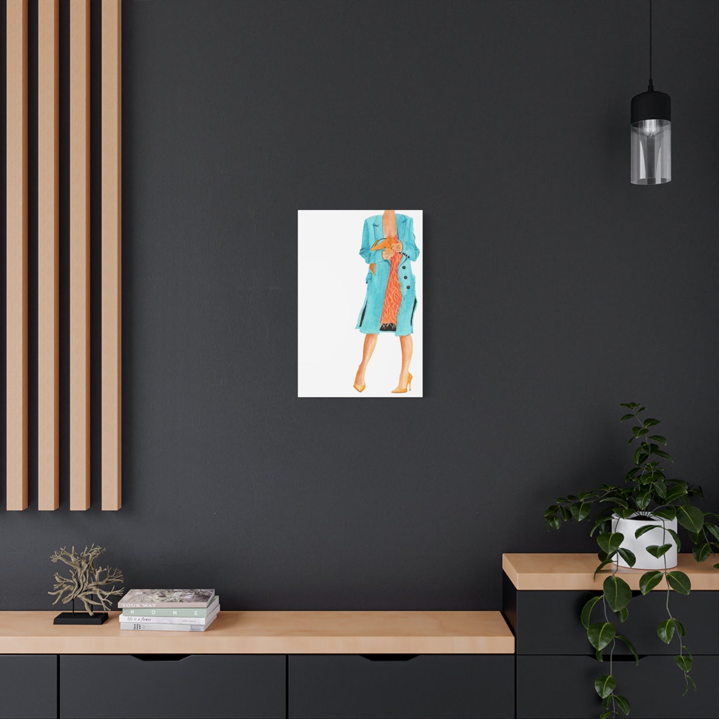Turquoise Coat Matte Canvas, Stretched, 1.25"