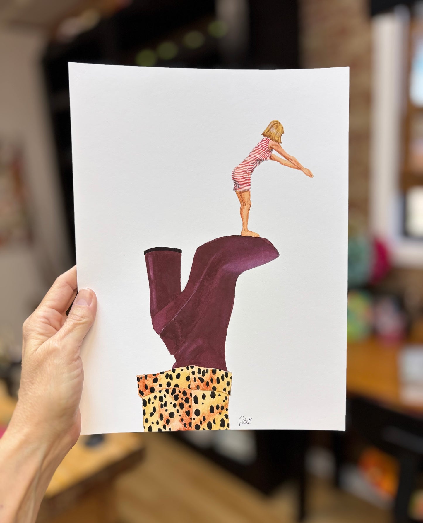 Diver on a Purple Suede Boot