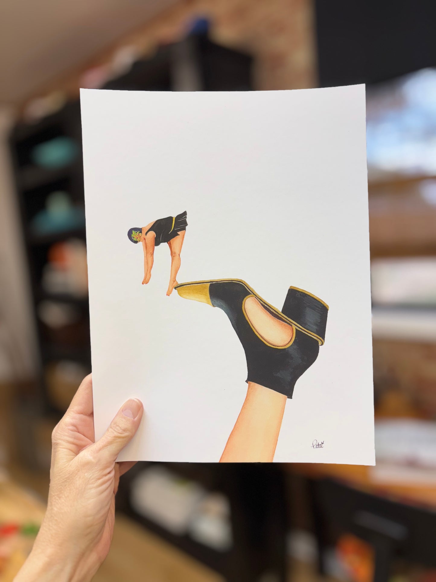 Diver on Yellow and Black Shoe