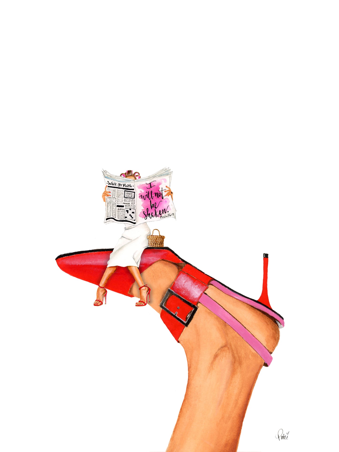 Not Shaken on a Red and Pink Shoe